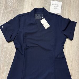 Figs Deep Blue Scrub Top